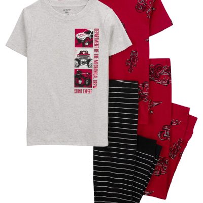 Red Kid 4-Piece Monster Truck Cotton Blend Pajamas | carters.com