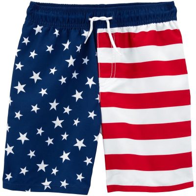 Red, White, Blue Kid Stars and Stripes Swim Trunks | carters.com