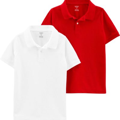 Red/White Kid 2-Pack Piqué Polos | carters.com