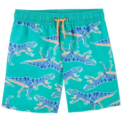 Turquoise Kid Dinosaur Swim Trunks | carters.com
