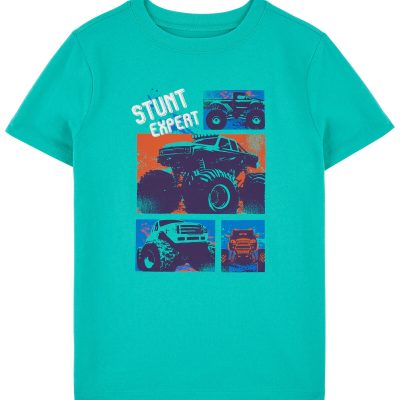 Turquoise Kid Monster Truck Graphic Tee | carters.com