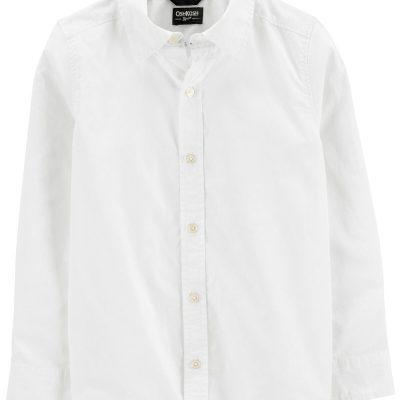 White Kid Long Sleeve Button-Front Uniform Shirt | carters.com