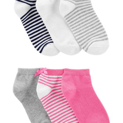 White/Pink Kid 6-Pack Ankle Socks | carters.com