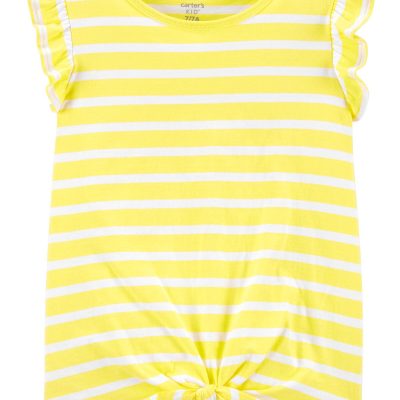 Yellow Kid Striped Tie-Front Jersey Tee | carters.com